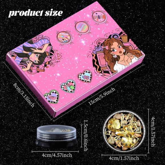 6 Wheels Mixed Sparkle Nail Art Rhinestones Diamonds Crystals Yellow - Picture 2 of 3